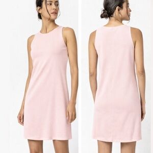 Lilla | P Sleeveless High Neck Cotton Mini Tank Dress Blush Pink Size Small